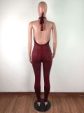 Womens sexy backless hot drill halterneck jumpsuit trousers JLX9101