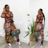 Womens fashion casual printing two-piece suit JH202