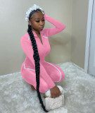 Fashion casual mesh braid stitching 3-color long-sleeved jumpsuit ALS223