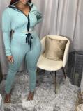 Zip belt pleated solid color two-piece sexy Womens suit HG083