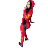 Autumn and winter new style personalized printed hooded sports suit LS6399