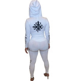 Autumn and winter new style personalized printed hooded sports suit LS6399