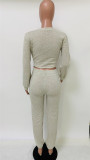 Multicolor fleece material, hot drill, fleece two-piece suit Q714