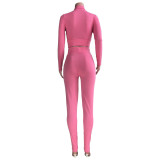 Autumn and winter Womens fashion stand-up collar embroidery sports and fitness two-piece suit MDF5180