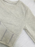 Multicolor fleece material, hot drill, fleece two-piece suit Q714