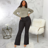 Fashion slim wide leg plus size fat MM flared jeans HSF2379