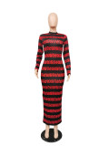 Net red printed zipper two-sided dress WMZ2580