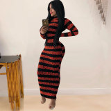 Net red printed zipper two-sided dress WMZ2580