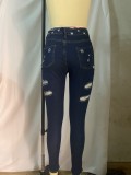 Womens ripped jeans with big stretch pants CJ925
