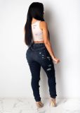 Womens ripped jeans with big stretch pants CJ925