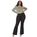 Fashion slim wide leg plus size fat MM flared jeans HSF2379