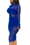 Nightclub ladies net yarn dress + vest + shorts three-piece suit WMZ2482-2