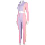 High-necked long-sleeved tops slim slimming trousers sports suit women K20572S