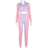 High-necked long-sleeved tops slim slimming trousers sports suit women K20572S