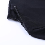 Fashion sexy high split zipper split cuff dress female solid color slim long skirt CSM20467S