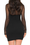 Sexy mesh stitching hollow nightclub slim dress WMZ2595