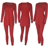 Autumn and winter V-neck casual long-sleeved pencil pants side slit pleated waist trimming suit Q2902-1
