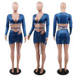 Hot sale top + short skirt sexy two-piece womens spot YF8800