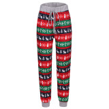 Christmas plaid print hooded drawstring big pocket sweater trousers suit women NS7923