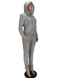 Zipper solid color hoodie sweatshirt sports suit XYI9066
