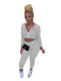 womens fashion hot sale zipper solid color sports two-piece suit XYI9065