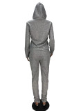 Zipper solid color hoodie sweatshirt sports suit XYI9066