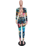 Ocean corrugated print strap hollow fashion sexy suit women BN133