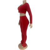 Two-piece sexy open waist big V-neck sports suit DN8557