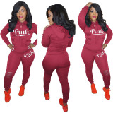 Fashion burnt letter printing sports two-piece suit DN8554