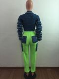 Personality stitching style flip pocket loose strap casual sports pants LA3238