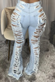 Womens high-rise ripped flared jeans LA3233