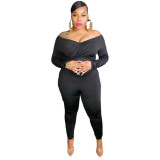 Womens plus size Womens nightclub clothes pleated pleated one-shoulder sexy jumpsuit GL7002