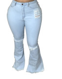 Womens high-rise ripped flared jeans LA3233