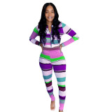 Personalized printing pit strip leisure sports suit two-piece suit TK6138