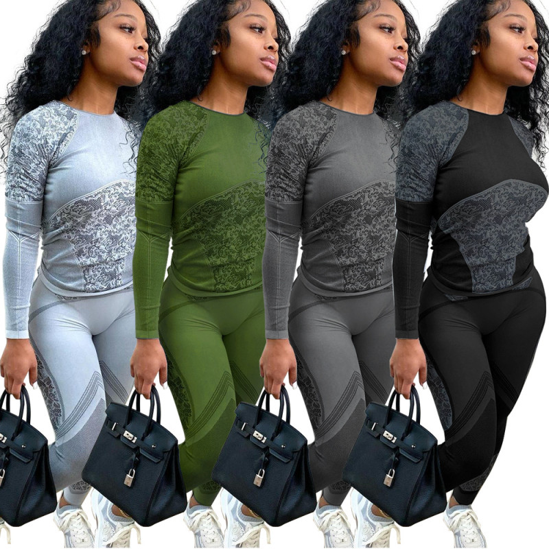 Winter Sweatshirt Ladies Hot Sale Slim Yoga Letter Long Sleeve Suit LD9062