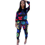 Two-piece casual fashion digital printing sports suit SMR9937