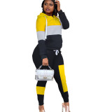 Contrasting color stitching hooded casual sports suit two-piece suit LM8209