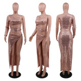 Womens sequin nightclub sexy style two-piece dress CCY8813