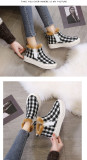 Leopard check warmth and velvet flat-bottomed cotton shoes large size Womens shoes HWJ313