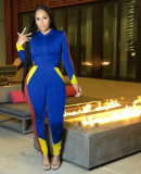 Fashion tight-fitting stitching two-piece suit stitching casual sports suit hooded suit FSL123