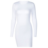Long-sleeved round neck dress D0A3689K