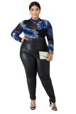Womens fashion all-match PU hot stamping fat lady plus size casual trousers XL-5XL SJ5272