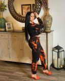 Autumn/Winter Printed Navel Home Leisure Sports Suit CM808
