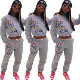 Color letter print long sleeve sports ladies suit YAY8109
