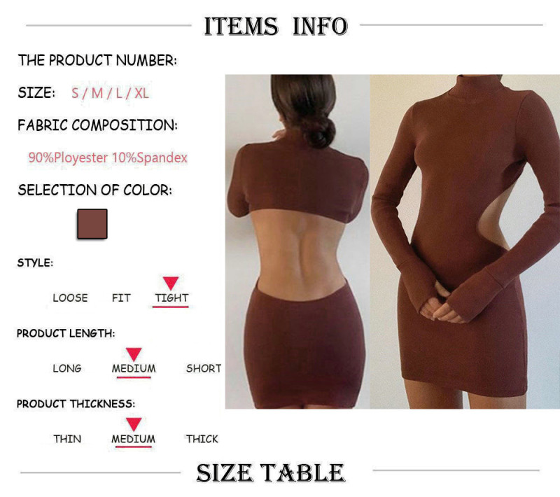 Sexy high-neck open back tight-fitting buttocks solid color dress ZC3889