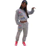 Color letter print long sleeve sports ladies suit YAY8109