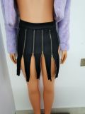 Women's sexy zipper skirt net celebrity hot black high waist zipper skirt FF1064