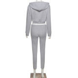 Womens Cardigan Hooded Sweater Fashion Casual Suit K20S08687