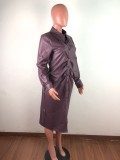 Soft leather mesh spliced jacket coat trench coat QZ3311