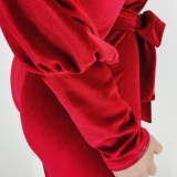 New style velvet fabric, leaky shoulders, belt jumpsuit YH5198